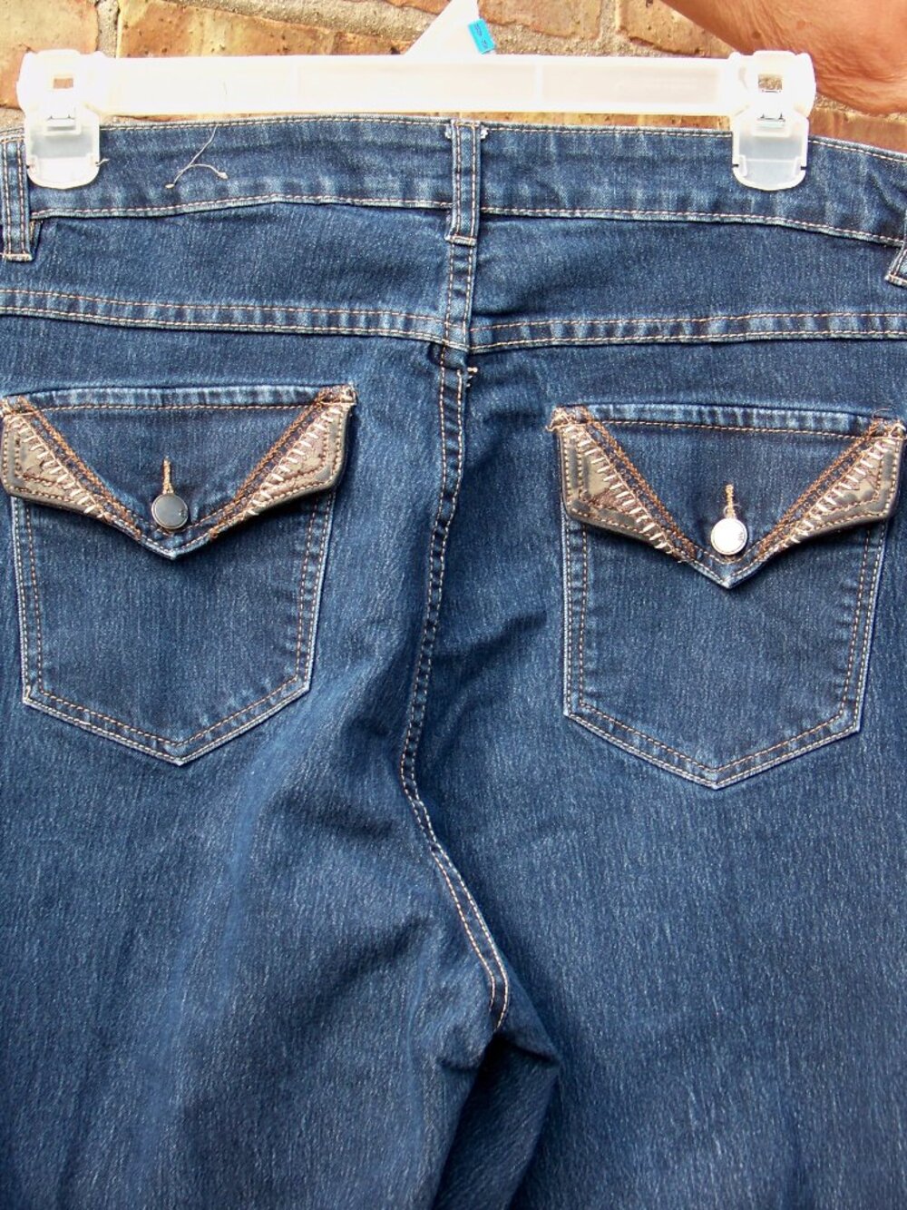 Avenue Women's Dark Blue Jeans with Detailed Pockets, Size 22 Tall, New